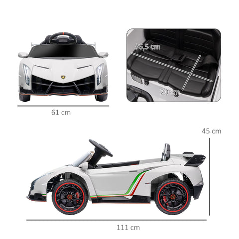 Rootz Electric Car Lamborghini Veneno - Kids Ride-On - Children's Vehicle - Gullwing Doors - Smooth Ride - 111cm x 61cm x 45cm