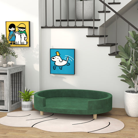 Rootz Dog Fan Sofa - Cat Chair - Pet Lounge Seat - Velvet Comfort - 100L x 70B x 25H cm