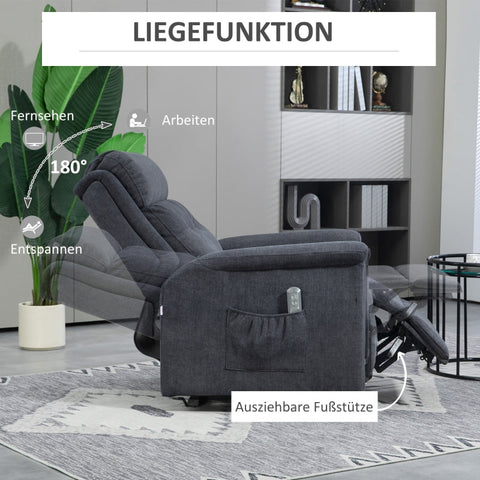 Rootz Relaxation Chair - Stand-Up Chair for Seniors - Recliner with Remote Control - Effortless Standing Aid - Adjustable Backrest - Practical Side Pockets - 92cm x 87cm x 108cm (Upright) - 92cm x 178cm x 56cm (Lying Down) - 92cm x 96cm x 143cm (Raised)