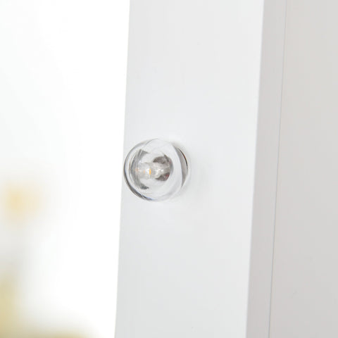 Rootz LED Jewelry Cabinet with Mirror - Stand Mirror - Adjustable Mirror - Warm LED Lighting - 136cm x 36cm x 30cm