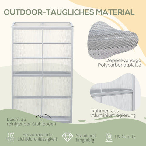 Rootz Greenhouse - Plant Shelter - Garden Conservatory - Extend Growth Period - Protect from Insects and Frost - Adjustable Shelves - 100L x 33W x 162/171H cm - Aluminum Alloy and Polycarbonate
