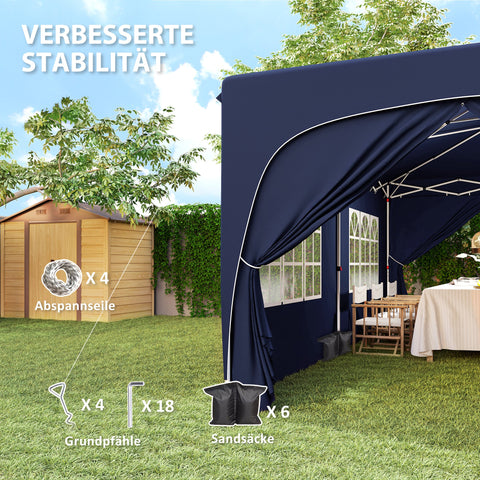 Rootz 3x6m Pop-up Gazebo - Garden Tent - Pavilion - UPF50+ UV Protection - Adjustable Height - 597cm x 300cm x 270cm