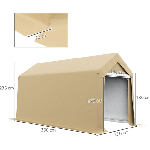 Rootz Portable Garden House Tent - Outdoor Warehouse - Storage Shelter - UV-Resistant - 210cm x 360cm x 235cm