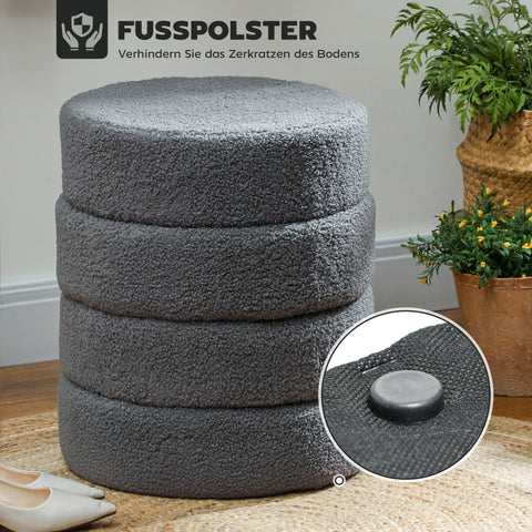 Rootz Round Stool - Ottoman - Footstool - Supports 120kg - Grey - Ø40 x 45H cm