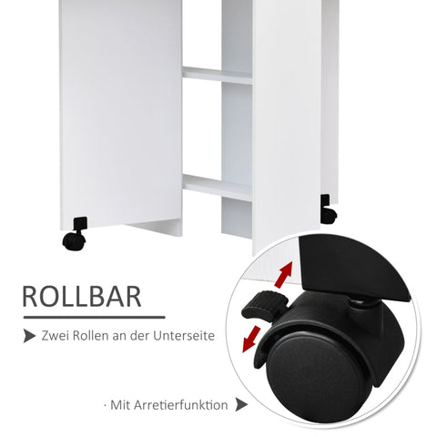 Rootz Opvouwbare Eettafel - Bureau - Bijzettafel - Ruimtebesparend - Gemakkelijke mobiliteit - Voldoende opbergruimte - 80W x 140D x 74H cm