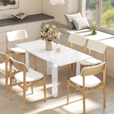 Rootz Extendable Dining Table - Adjustable Kitchen Table - Space-Saving Dining Table - White - Seats 4-6 People - 120-160 x 80 x 78 cm