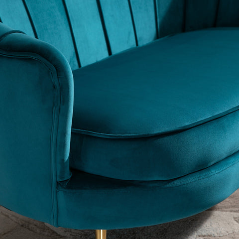 Rootz 2-Seater Sofa - Couch - Upholstered Sofa - Velvet Look - Up to 150 kg - 130 x 77 x 77 cm - Green