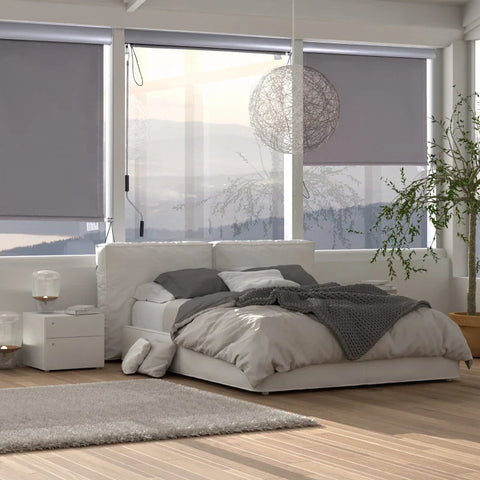 Rootz Vertical Awning - Balcony Awning - Wind Protection - Side Roller Blind - Privacy Screen With Hand Crank - Polyester Fabric + Aluminum - Gray - 100 x 140 cm