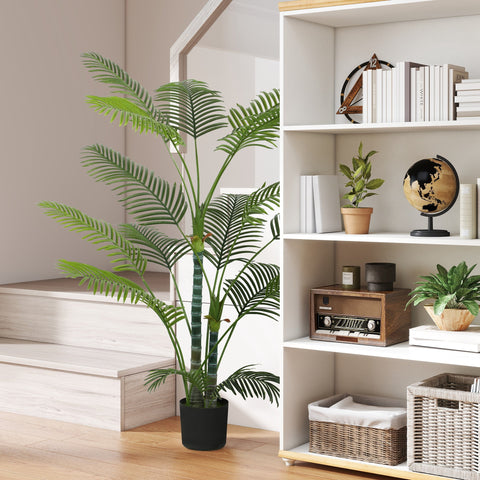 Rootz Artificial Palm with 16 Leaves - Faux Plant - UV-Resistant Greenery - Perfect Indoor/Outdoor - 175cm with Pot Ø20 x 17cm