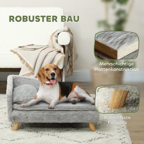 Rootz Dog Sofa - Pet Couch - Canine Seat - Soft Plush Comfort - 70 x 42.5 x 38.5cm Grey