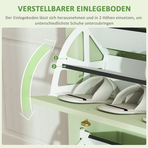 Rootz Shoe Cabinet - Shoe Chest - Shoe Storage - Organizes 12 Pairs - 88 x 30 x 120 cm - Green