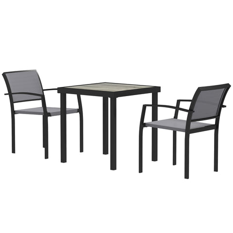 Rootz 3-Part Outdoor Dining Set - Patio Table Set - Weather-Resistant Furniture - Steel Frames - Table: 70x70x72cm, Chair: 55.5x59x80cm