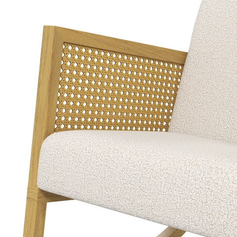 Rootz Boho Rocking Chair - Recliner - Glider - Soft Padding - Natural Rattan Decor - 60cm x 76cm x 74cm - Rubber Wood Frame - Cream