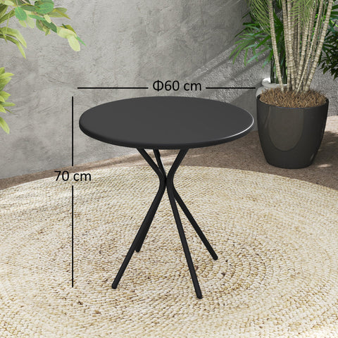 Rootz Garden Table - Outdoor Dining Table - Balcony Table - Weatherproof Steel - 60cm x 70cm - Black