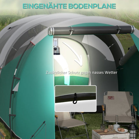 Rootz Camping Tent - Family Tent - Tunnel Tent - Waterproof - Durable Groundsheet - Convenient Lighting - 460cm x 260cm x 190cm