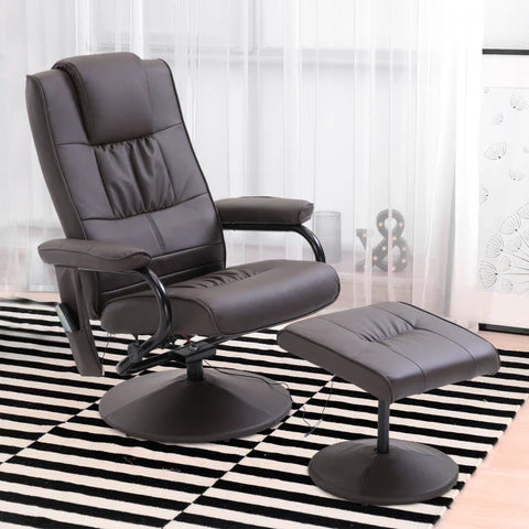 Rootz Massage Chair - Relaxation Chair - Including Footstool - 10 Vibration Points - 1 Remote Control - Brown - 77cm x 84cm x 95cm