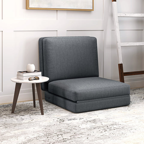 Rootz Convertible Floor Chair - Upholstered Sofa - Meditation Seat - Velvet Comfort - 75 x 268 x 18cm - Grey