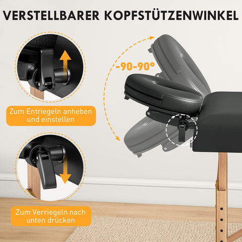 Rootz Height-Adjustable Massage Table - Portable Spa Bed - Foldable Therapy Table - Foam Comfort - 185cm x 70cm