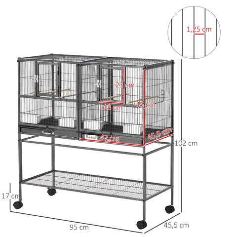 Rootz Bird Cage Set - Aviary - Enclosure - Keeps Pets Safe - 95L x 45.5B x 102H cm
