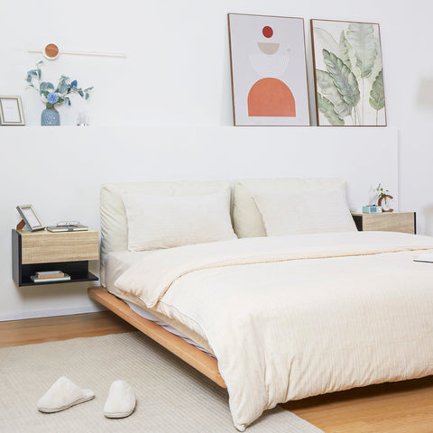 Rootz Set of 2 Wall Night Tables - Bedside Tables - Nightstands - Elegant & Modern - 46cm x 30cm x 30cm