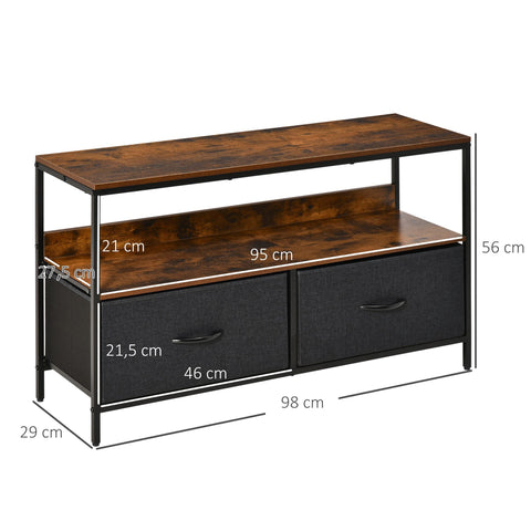 Rootz Industrial TV Stand - Media Console - Entertainment Center - High Stability - 98cm x 29cm x 56cm