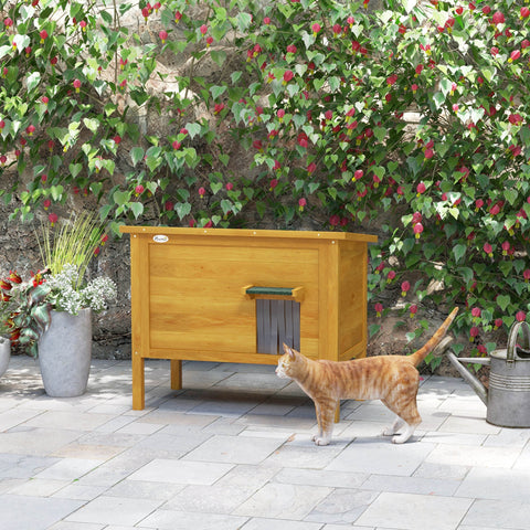 Rootz Outdoor Cat House- Elevated Cat House - Pet Shelter - Insulated Foam Walls - 85 x 50 x 68.5 cm Natural Green