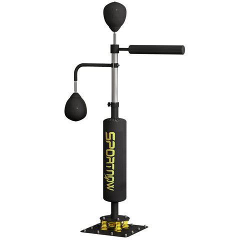 Rootz Boxing Stand - Punching Station - Fitness Trainer - Height Adjustable - Steel Frame - 107 x 36 x 140-205 cm - Black