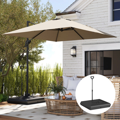 Rootz Umbrella Stand - Parasol Base - Fillable Umbrella Holder - Adjustable Wheels - 95cm x 95cm x 117cm - Black