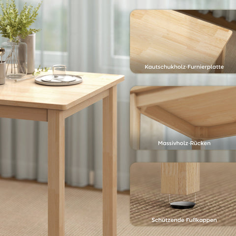 Rootz 3-Part Dining Table Set - Kitchen Table - Space-Saving Table Set - MDF & Foam - 60cm x 74.5cm - Brown & Grey