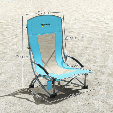 Rootz 2 Set Foldable Blue Camping Chairs - Beach Chairs - Portable Folding Seats - Supports up to 120kg - Oxford Fabric - 70cm x 58cm x 79cm