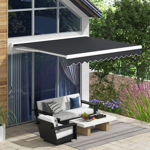 Rootz Extendable Awning Fabric - Balcony Canopy - Terrace Shade - Waterproof Polyester - 295cm x 250cm, Remote Control, Aluminum