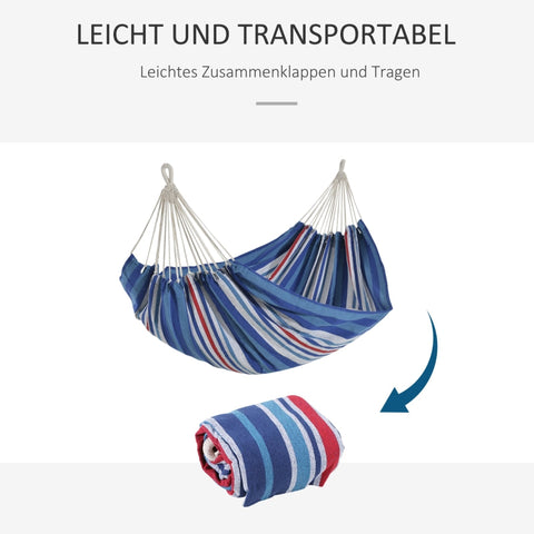 Rootz Outdoor Rod Hammock - Travel Hammock - Camping Hammock - Comfortable Cotton & Polyester - Easy Transport with Carry Bag - 310cm x 150cm - Supports Up to 180kg