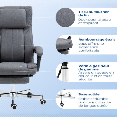 Rootz Office Chair - Rotating Seat - Height Adjustable - Ergonomic Comfort - 65cm x 61cm x 105-113cm - Grey