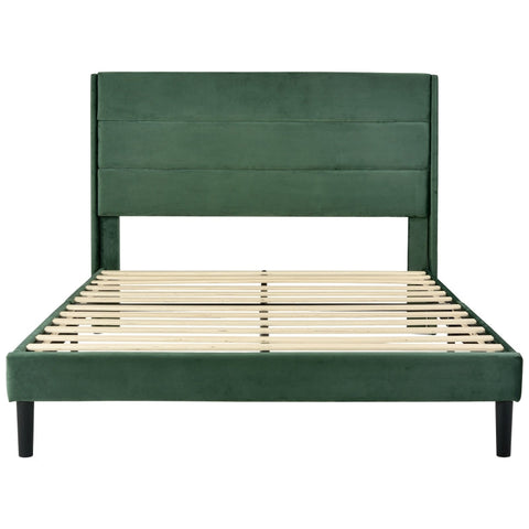 Rootz Double Bed Frame - Velvet Bed - Elegant Bedroom Furniture - Luxurious Comfort - 146L x 210P x 111H cm