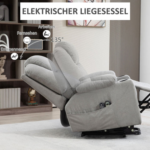 Rootz TV Armchair - Recliner Chair - Massage Chair - Ultimate Comfort - Effortless Stand-Up Assistance - Customizable Recline - Full-Body Massage - 90L x 101W x 107H cm - Polyester, Foam