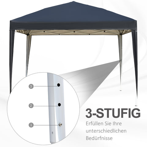 Rootz Pavilion Pop-Up Folding Pavilion - Garden Tent - Party Tent - UV Protection - 2.95m x 2.95m x 2.55m Steel+Oxford Fabric Black
