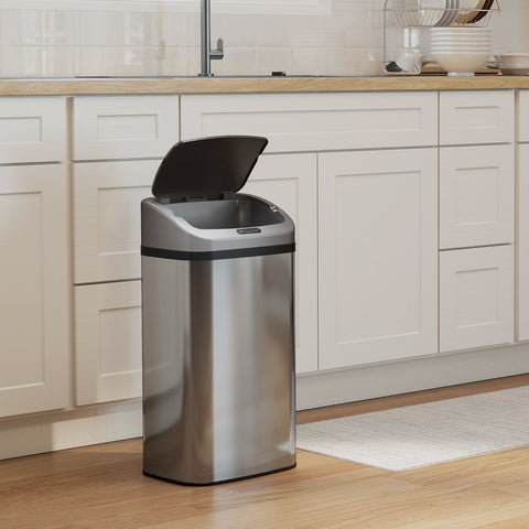 Rootz Sensor Waste Bin - Automatic Trash Can - Touchless Garbage Bin - Stainless Steel - 48L Capacity - 33cm x 25cm x 69cm