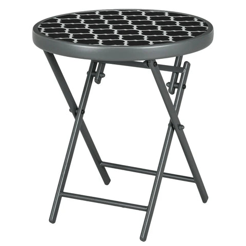 Rootz Garden Table - Folding Table - Garden Folding Table - Round - Weatherproof - Foldable - Black - Ø45 x 50 cm