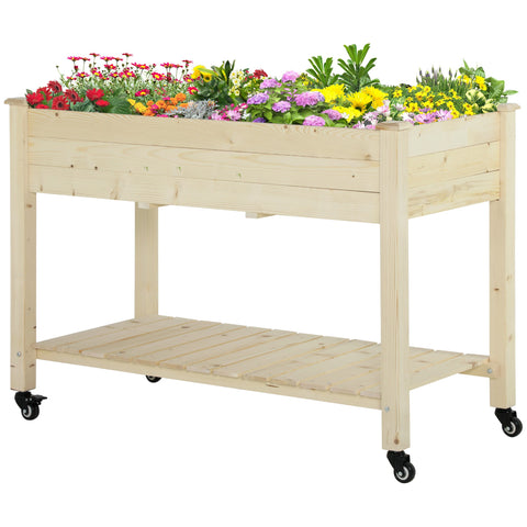 Rootz Upper Bed with Wheels Planting Table - Flower Box - Raised Bed - Drainage & Easy Mobility - 118 x 55 x 83 cm