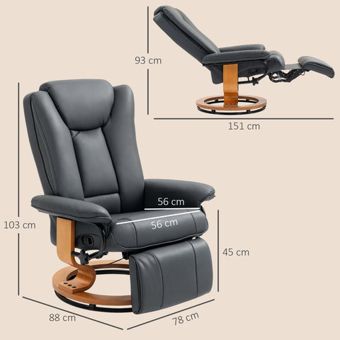 Rootz Relaxation Armchair - Recliner Chair - Rotatable Lounge Chair - Synthetic Leather - Supports 150kg - 78cm x 88cm x 103cm