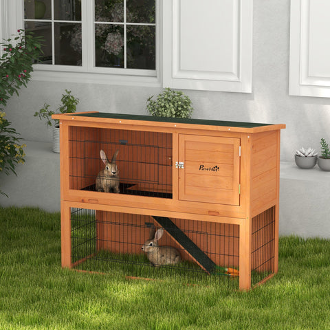 Rootz 2 Floor Rabbit Hutch - Bunny Home - Wooden Habitat - Waterproof Roof - 120cm x 50cm x 92cm
