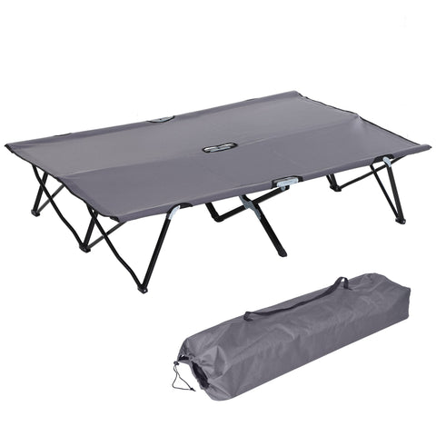 Rootz Camping Lounger - Camping Bed - Foldable Two-Person Cot - Durable Steel & Oxford Fabric - 193cm x 125cm x 40cm