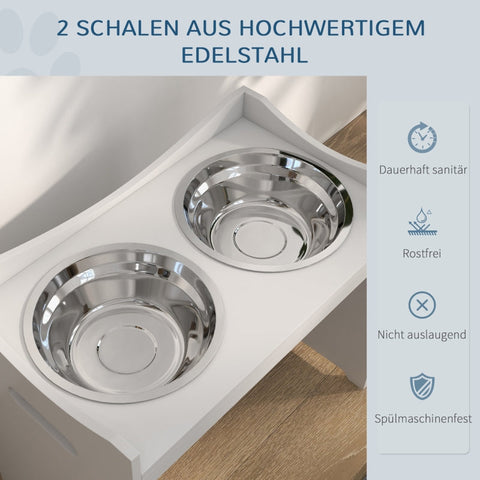 Rootz Adjustable Feeding Station - Durable Pet Feeder - Stylish Dog Bowl Stand - Ergonomic Design - Easy to Clean - 54cm x 31.5cm x 47cm - MDF & Stainless Steel