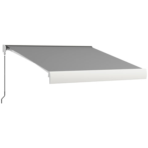 Rootz Luifel - Elektrisch - Handmatig Uitschuifbaar - Muurbeugels - Volledige Cassette - Afstandsbediening - Aluminium Frame - Polyester - Lichtgrijs - 295L x 250W cm