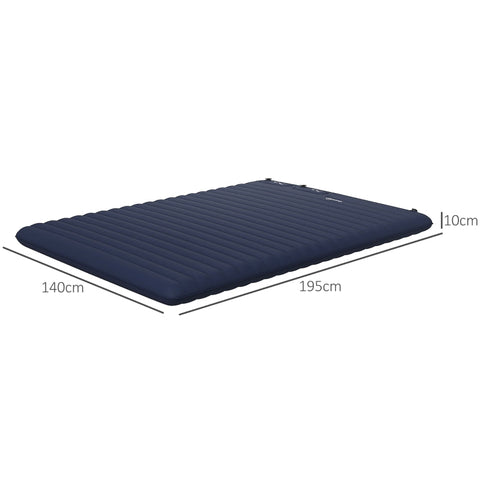Rootz Camping Air Mattress - Inflatable Bed - Outdoor Sleeping Mat - Waterproof Polyester - Foot Pump Included - 195cm x 140cm x 10cm