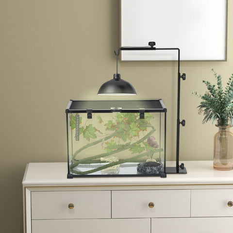 Rootz Heat Lamp Stand - Reptile Heat Lamp Holder - Adjustable Lamp Stand - Improves Warmth - Stable Steel Base - Easy Assembly - 40L x 15W x 95H cm