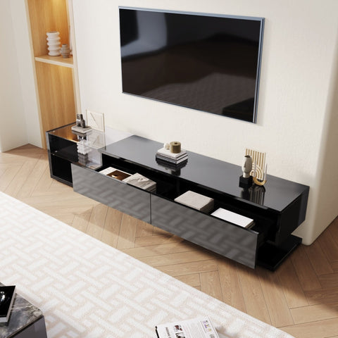 Rootz High Gloss TV Cabinet - Media Console - Entertainment Unit - LED Lighting - 170cm x 36cm x 38cm