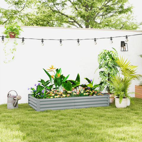 Rootz Steel Raised Garden Bed - Weather-Resistant Planter - Galvanized Steel - Anti-Cut Safe Edge - 180cm x 90cm x 30cm