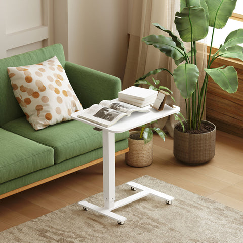 Rootz Steh Desht Height Adjustable Desk - Mobile Laptop Table - Ergonomic Workspace - Sit/Stand Option - White - 65cm x 48cm x 70-110cm