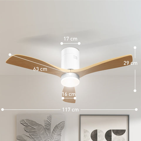 Rootz Ceiling Fan with LED Light - Air Circulator - Cool Breeze - Remote Controlled - 6 Speeds - Ø117 x 29cm
